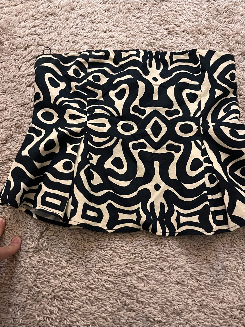 Zara Black and Cream Strapless Crop Top